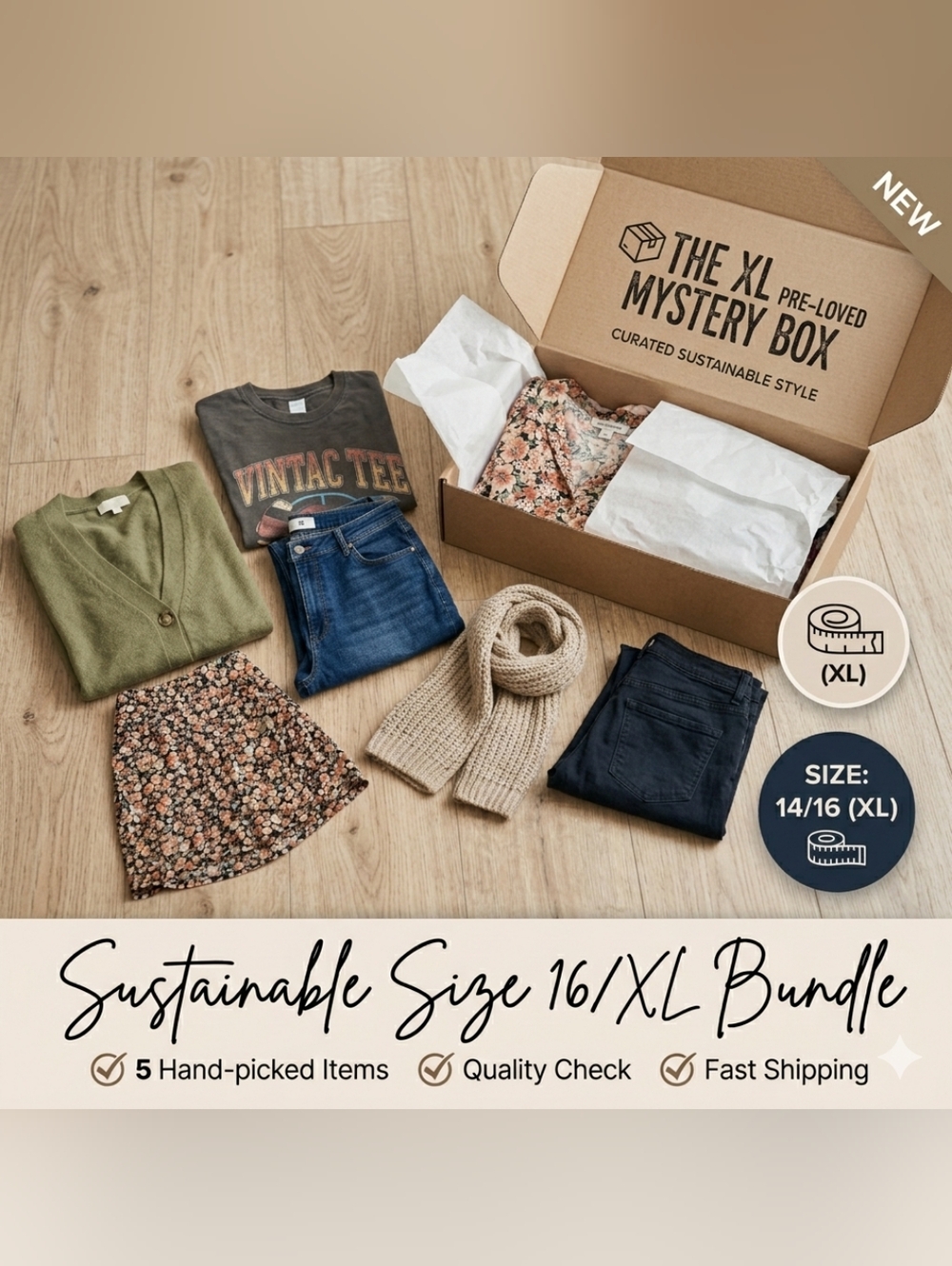 ✨ Curated XL Pre-Loved Style Box | Sustainable Size 16/XL Mystery Box Bundle 📦